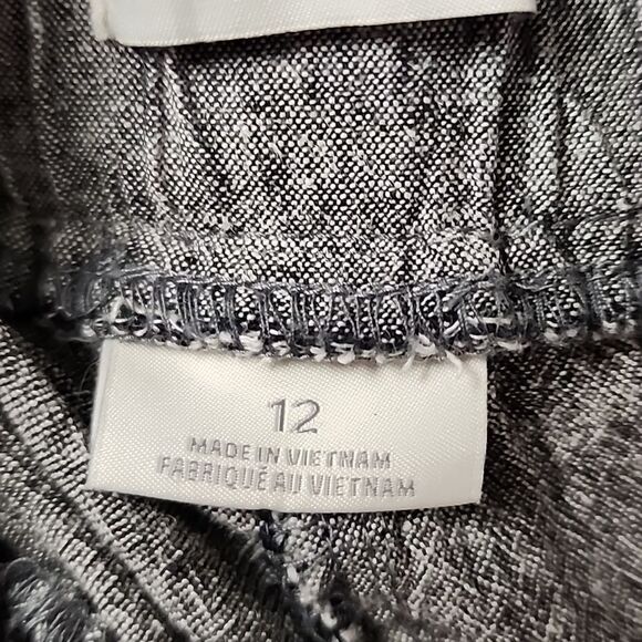Van Heusen womens linen blend pants pull on comfort grey white tie sz 12 office - Picture 6 of 7